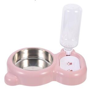 Cute Pet Feeding Station with Water Dispenser Pink